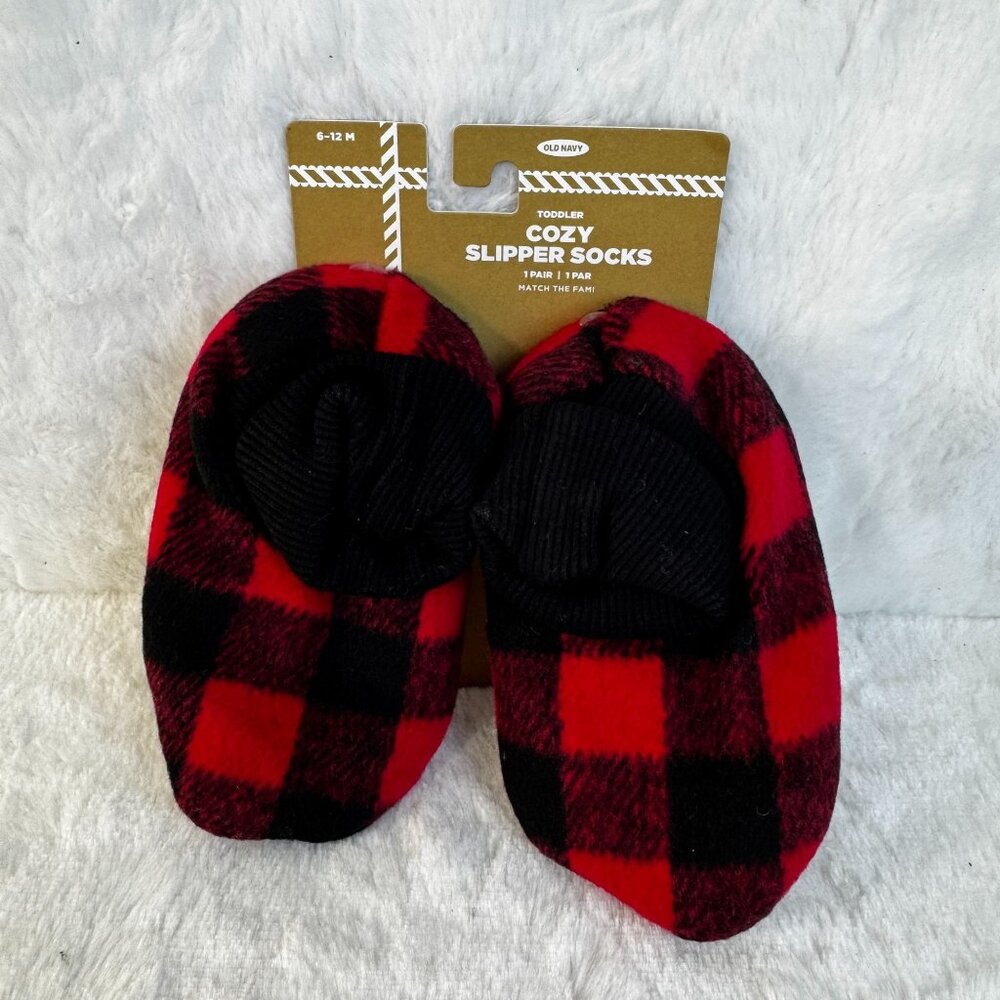 Old Navy Toddler Cozy Slipper Socks  6-12M Anti-Slip Sole Warm Winter Footwear